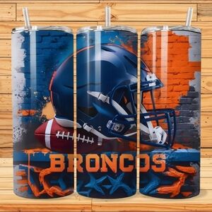 Broncos Themed Tumbler with Straw